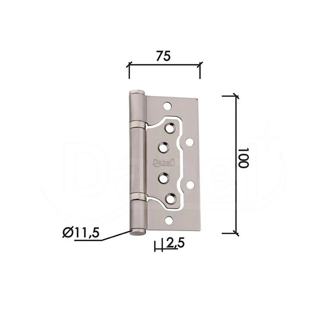 DABEL brodska šarka za vrata 100x75x2.5mm SP9009 DABEL brodska šarka za vrata 100x75x2.5mm SP9009