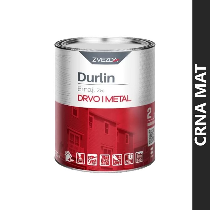 DURLIN emajl za drvo i metal 0.75l crna mat DURLIN emajl za drvo i metal 0.75l crna mat