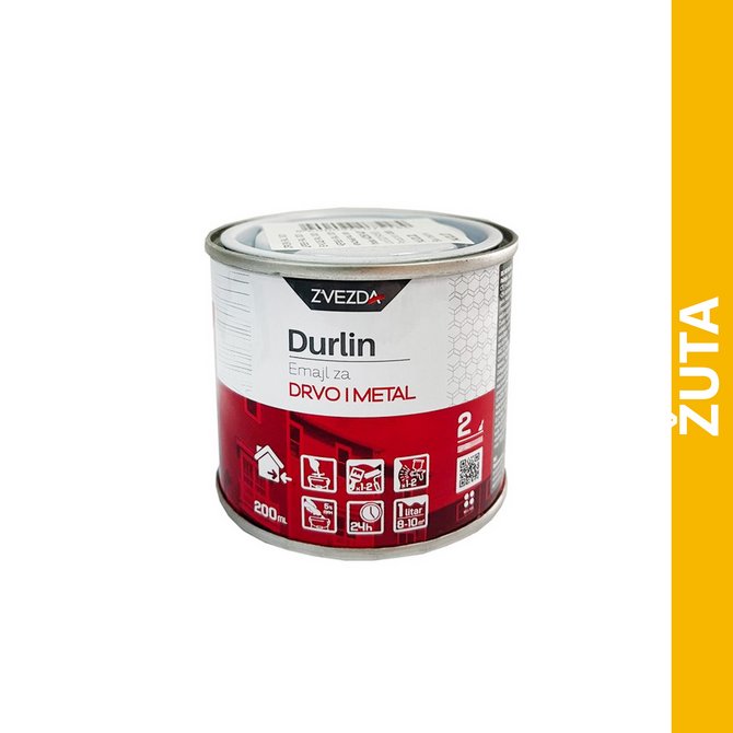 DURLIN emajl za drvo i metal 0.2l žuta DURLIN emajl za drvo i metal 0.2l žuta