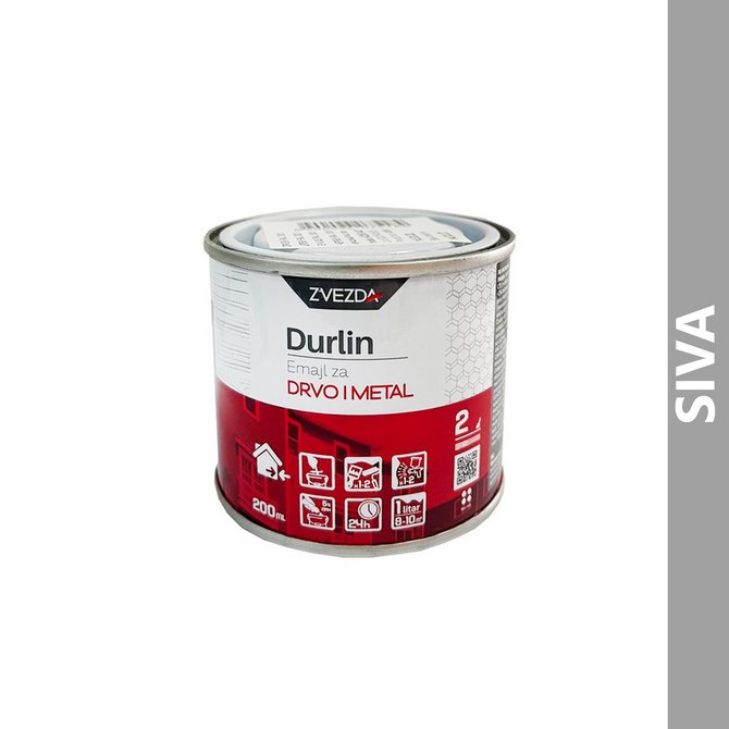 DURLIN emajl za drvo i metal 0.2l siva DURLIN emajl za drvo i metal 0.2l siva