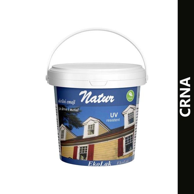 NATUR akrilni emajl za drvo i metal 0.75l crna NATUR akrilni emajl za drvo i metal 0.75l crna