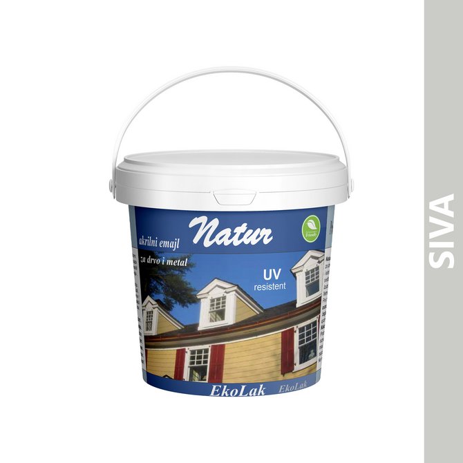 NATUR akrilni emajl za drvo i metal 0.75l siva NATUR akrilni emajl za drvo i metal 0.75l siva