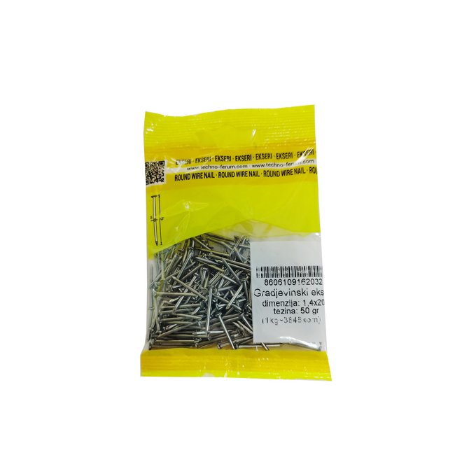 TECHNO FERUM građevinski ekseri 1.4x20mm 50g TECHNO FERUM građevinski ekseri 1.4x20mm 50g