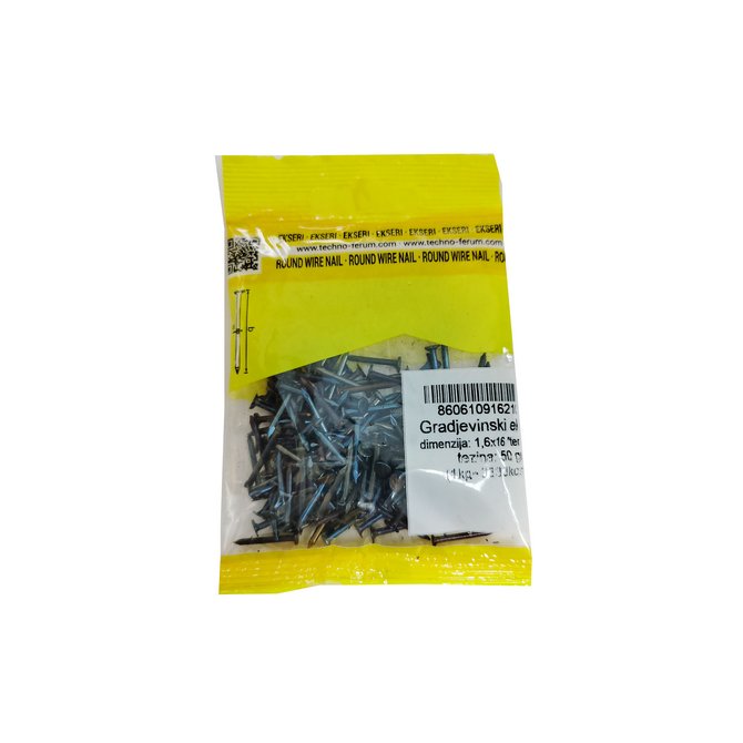 TECHNO FERUM građevinski ekseri plavi 1.6x16mm 50g TECHNO FERUM građevinski ekseri plavi 1.6x16mm 50g