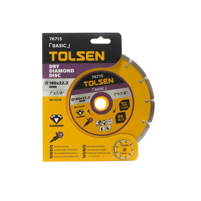 TOLSEN 76715 Dijamantska rezna ploča segmentna 180 x 22,2 mm TOLSEN 76715 Dijamantska rezna ploča segmentna 180 x 22,2 mm