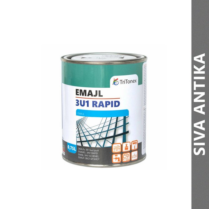 TRITONEX emajl za metal 3 u 1 rapid 0.75l siva antika TRITONEX emajl za metal 3 u 1 rapid 0.75l siva antika