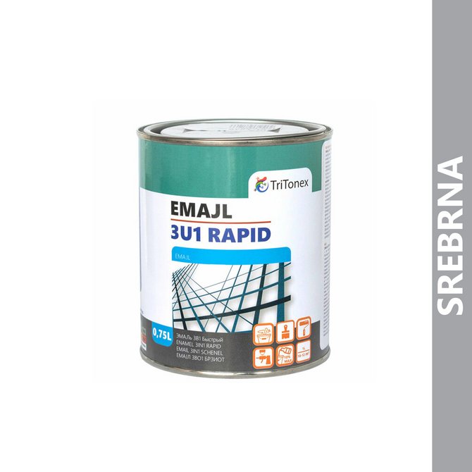 TRITONEX emajl za metal 3 u 1 rapid 0.75l srebrna TRITONEX emajl za metal 3 u 1 rapid 0.75l srebrna