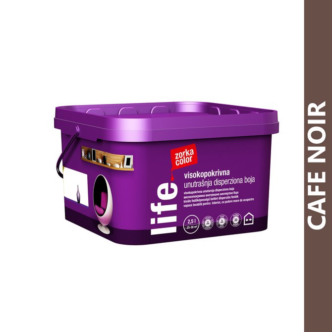 ZORKA life akrilna boja za zidove 2.5l cafe noir 3040 ZORKA life akrilna boja za zidove 2.5l cafe noir 3040