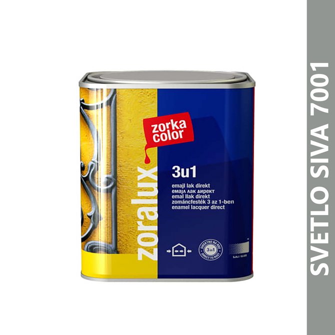 ZORALUX emajl lak direkt 3 u 1 0.75l svetlo siva ZORALUX emajl lak direkt 3 u 1 0.75l svetlo siva